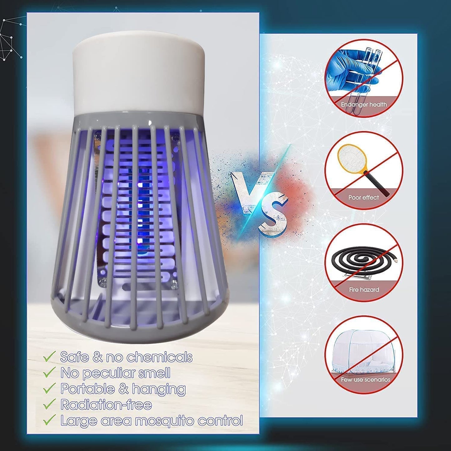 Electronic UV Mosquito Killer Lamp - Noiseless & Chemical-Free Insect Trap