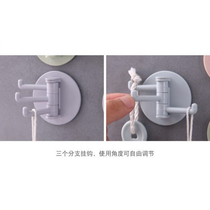 Rotating 3-Arm Adhesive Wall Hooks (5-Hooks)