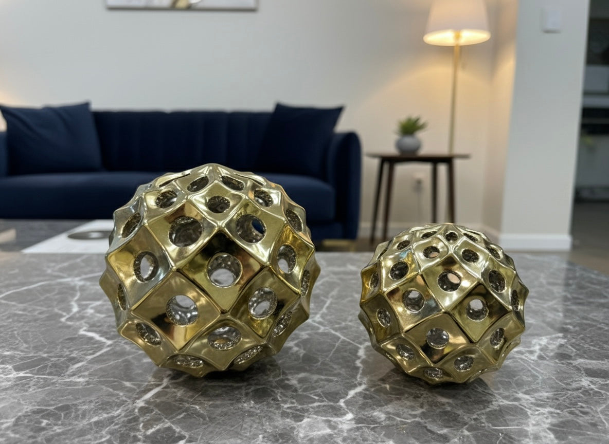 Gilded Geometric Sphere Decor