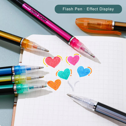 Neon Glitter Gel Pen Set for Art and Coloring 12-Piece (Set)