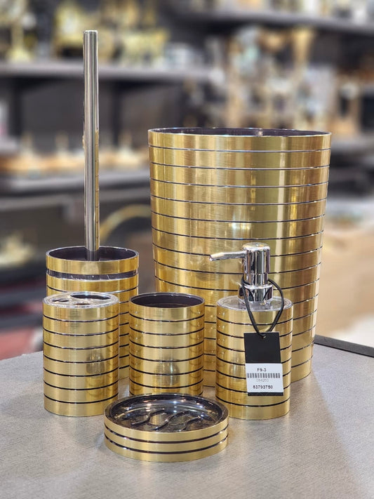 6-Piece Metallic Striped Bathroom Accessory Set