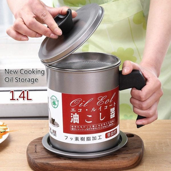 Stainless Steel Oil Strainer Pot and Grease Container