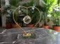Golden Heart Display Stand with Suspended Crystal Terrarium Orb