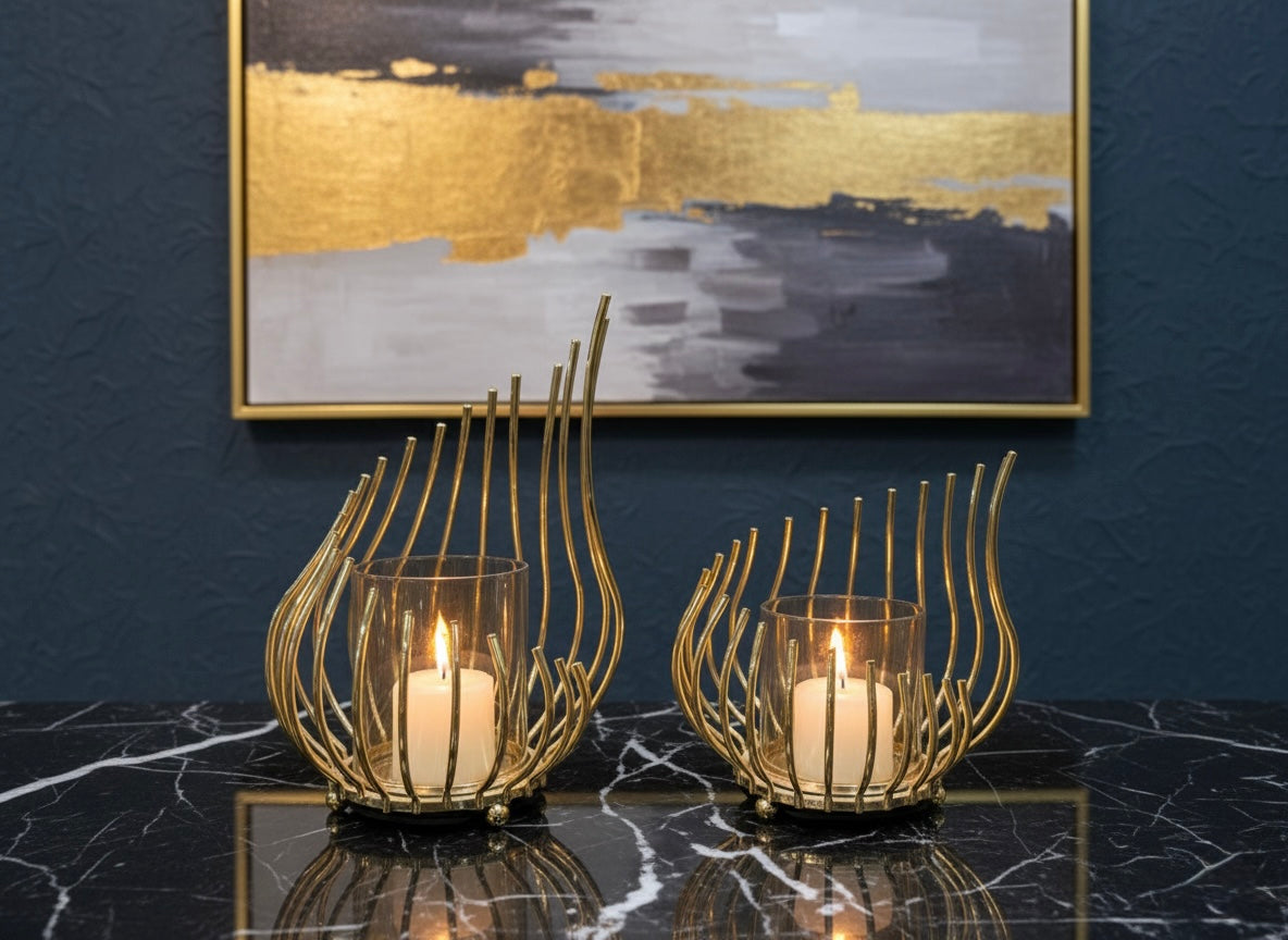 Elegant Abstract Flame Candle Holders