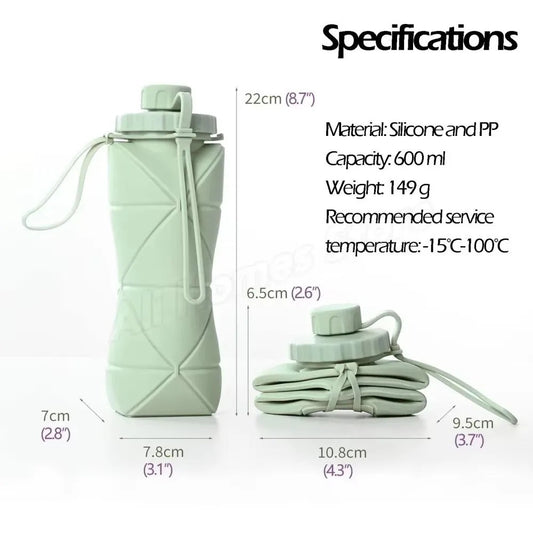Premium Collapsible Silicone Travel Water Bottle