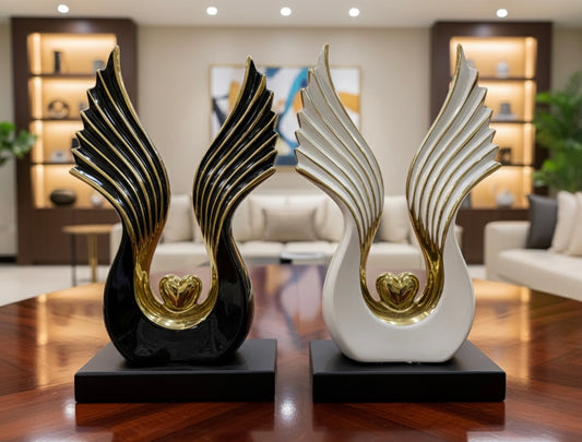 Eternal Harmony Winged Heart Sculptures