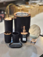 Elegant Matte Black and Rose Gold Bathroom Accessory Set