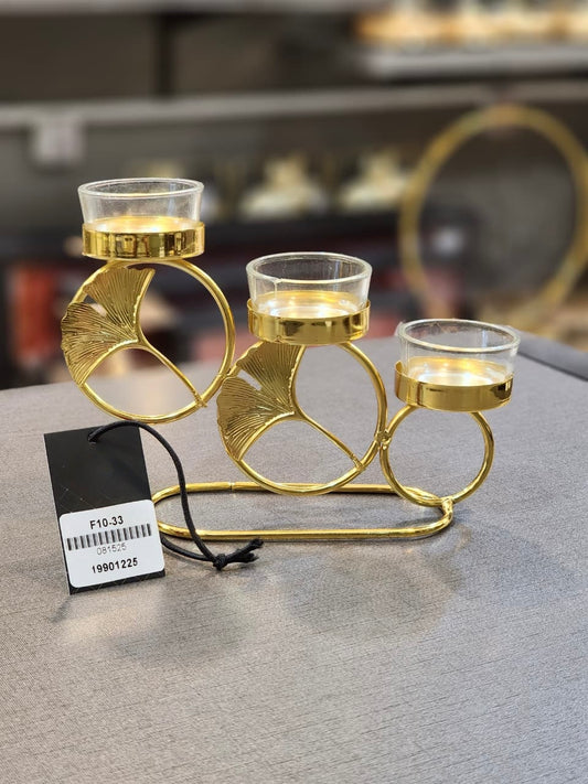 Elegant Ginkgo Leaf Triple Tealight Holder