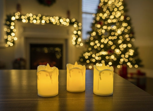 Flickering LED Flameless Wax Candle Set (3 Piece)