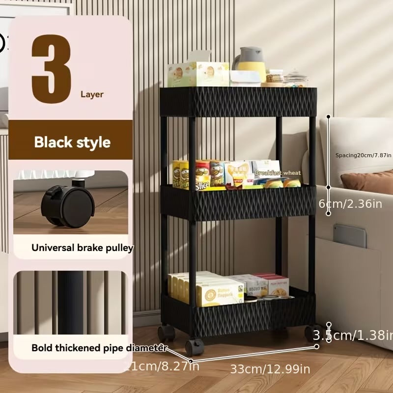 3-Tier Rolling Utility Storage Cart