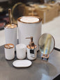 Elegant White and Rose Gold Bathroom Accessory Set
