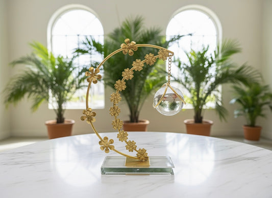 Golden Crescent Moon Terrarium Stand