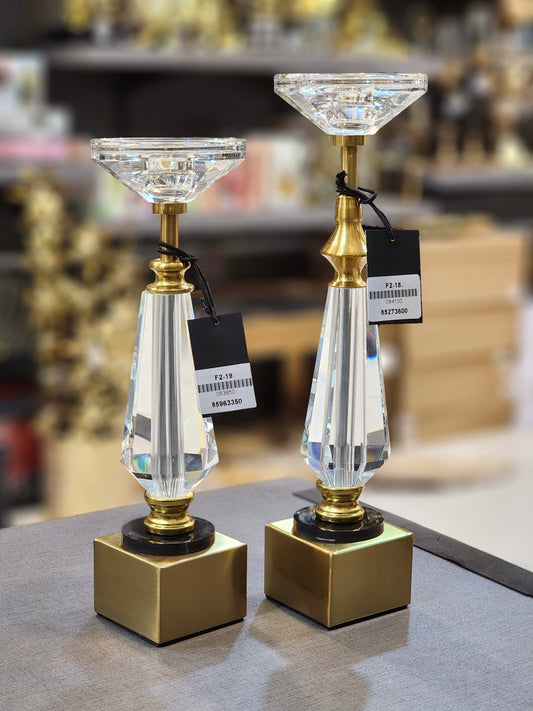 Elegant Crystal and Brass Candlestick Set (Only In Karachi)