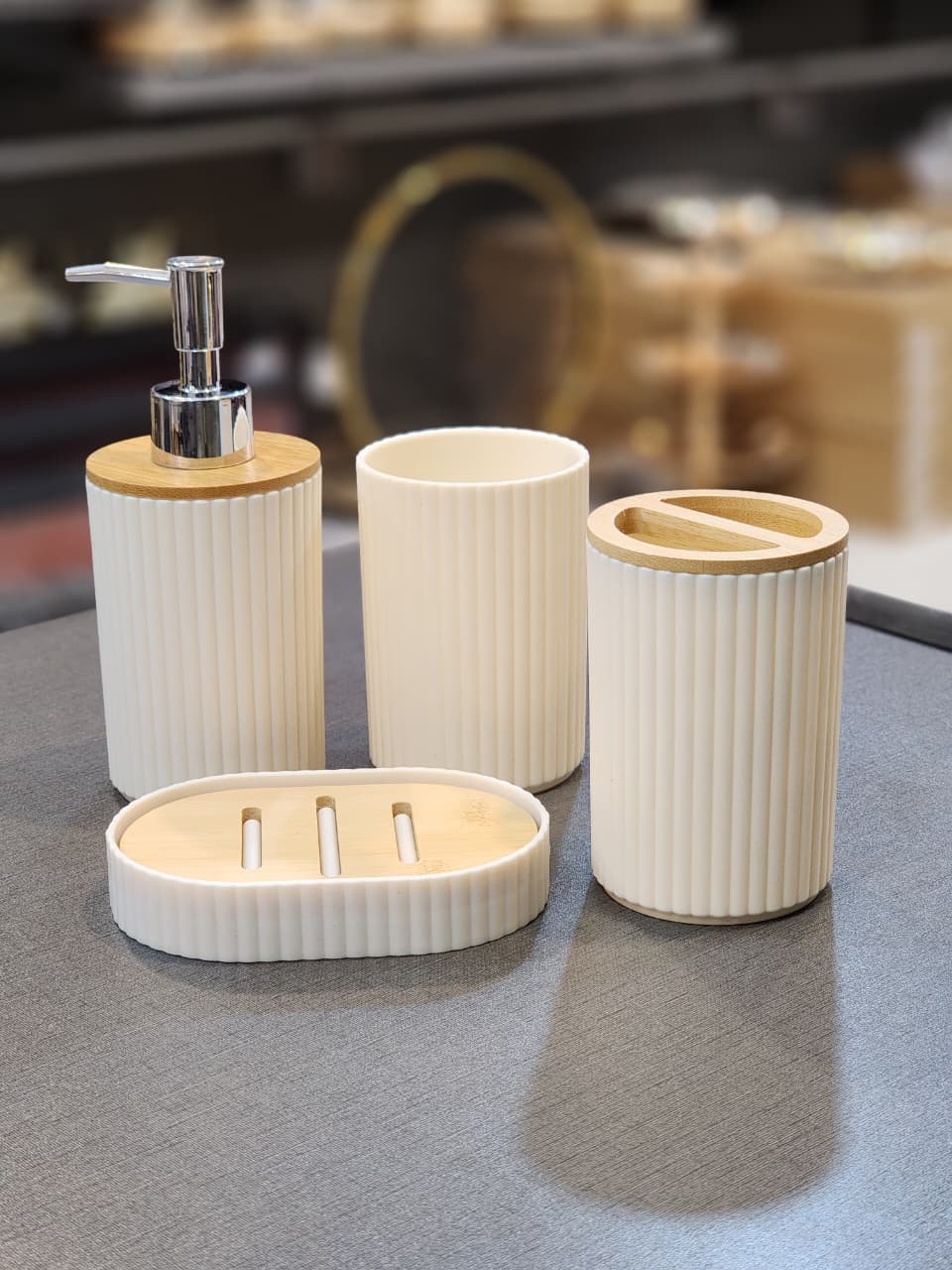Modern Fluted Bathroom Accessory Set