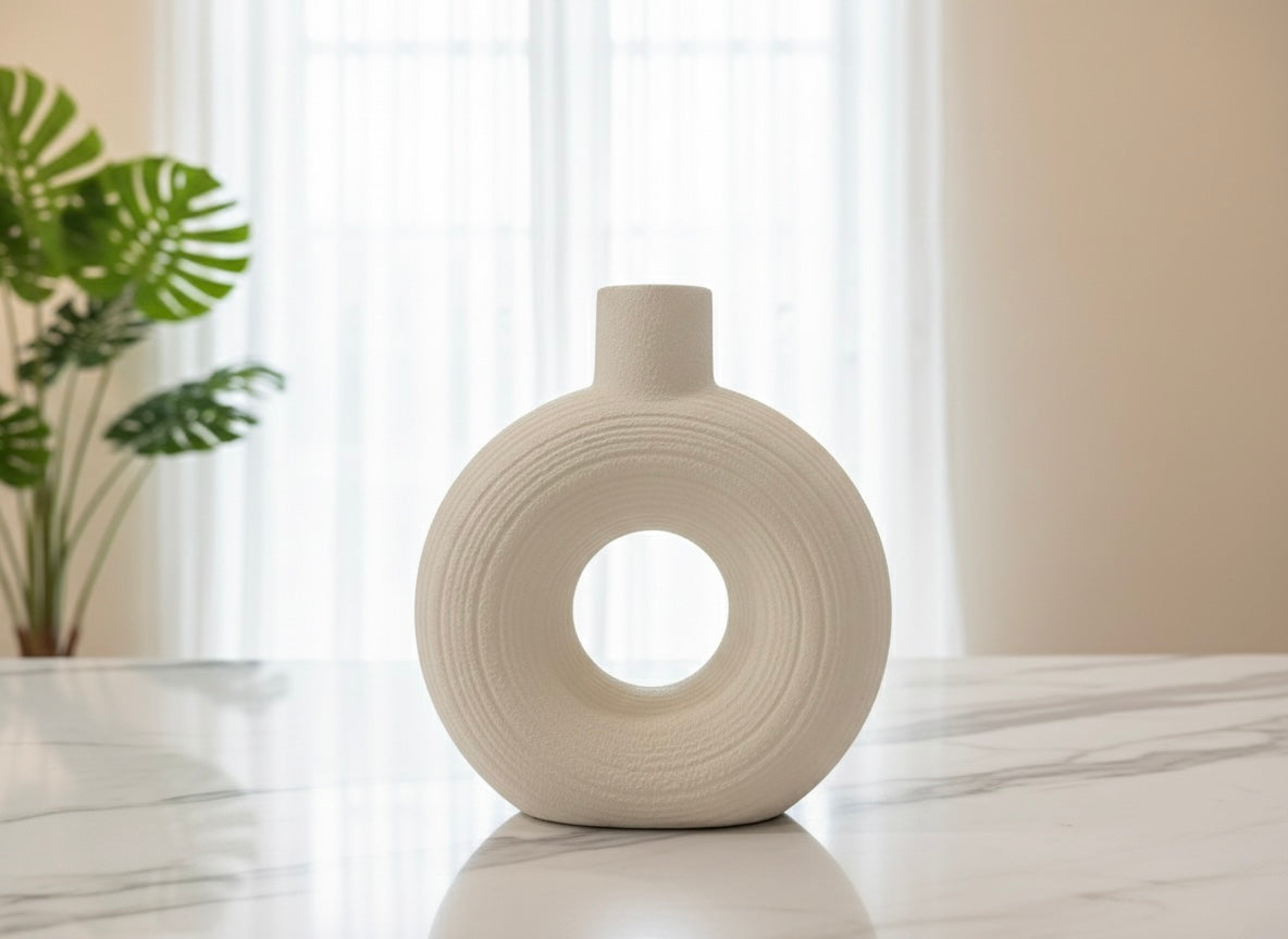 Minimalist Nordic Ceramic Doughnut Vase