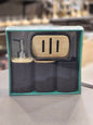 Natural Wood-Look Bathroom Accessory Set