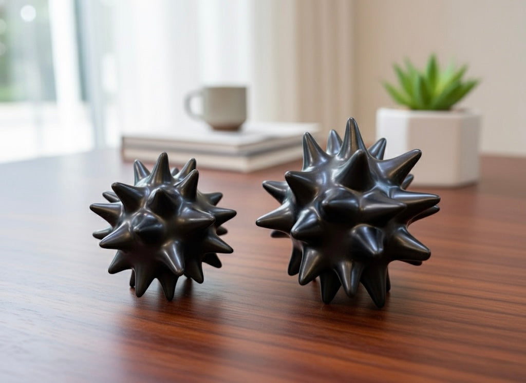 Ceramic Sea Urchin Sculptures ( Black & White Set )