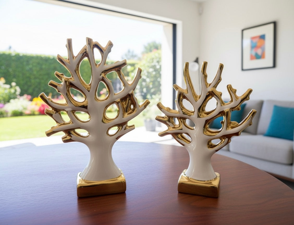 Elegant Ceramic Tree Decor Set (2-Piece)