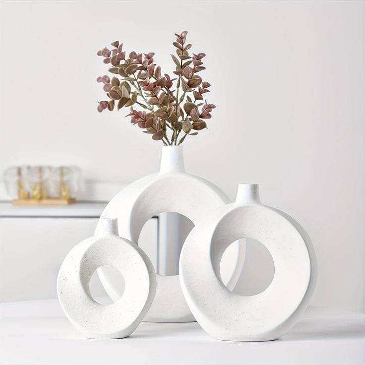 Luxury Design Donut Vase Set (Fibre) (3 Piece) (Small,Medium & Large)