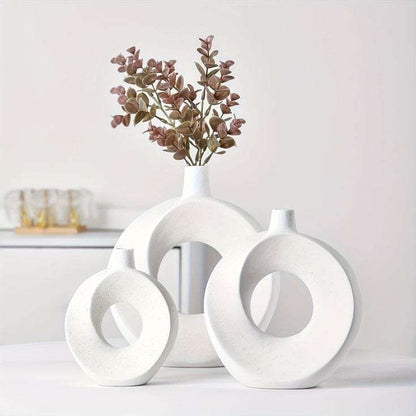Luxury Design Donut Vase Set (Fibre) (3 Piece) (Small,Medium & Large)