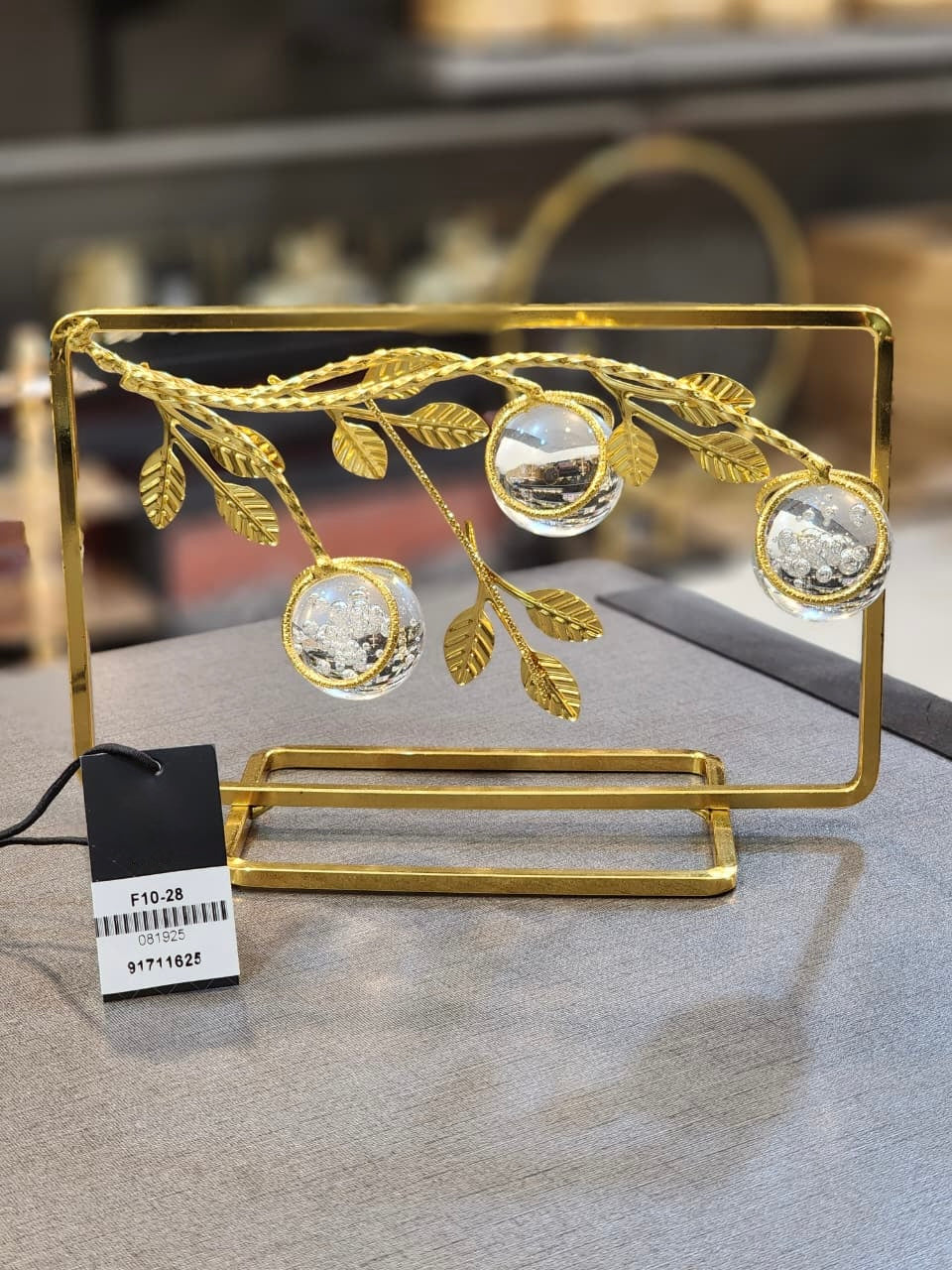 Elegant Gold Branch and Crystal Ornament