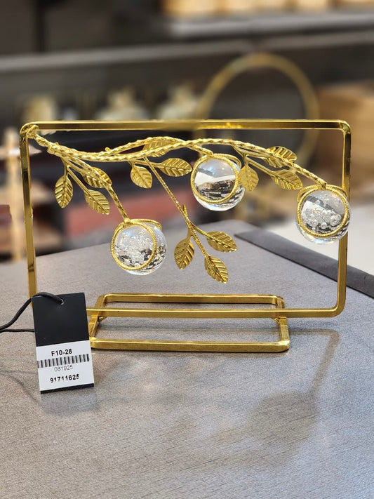 Elegant Gold Branch and Crystal Ornament
