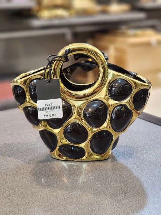 Elegant Gold and Black Ceramic Bubble Vase