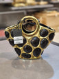 Elegant Gold and Black Ceramic Bubble Vase