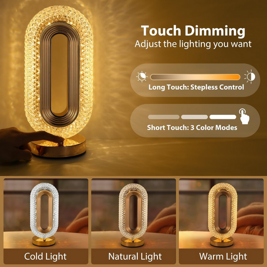 Crystal Acrylic Oval Table Lamp