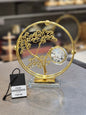 Elegant Golden Bonsai Tree Metal Ornament with Crystal Bubble Orb
