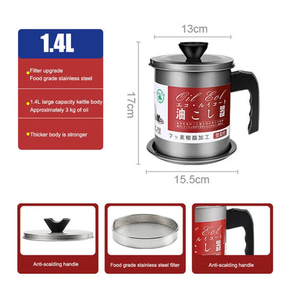 Stainless Steel Oil Strainer Pot and Grease Container