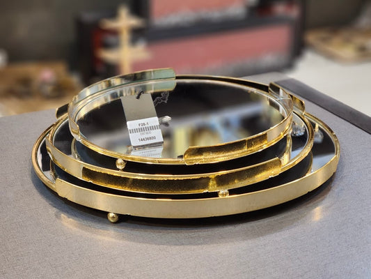 Golden Elegance Round Tray Organizer Set