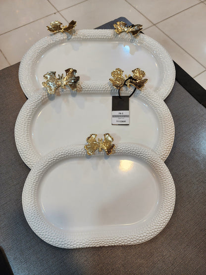 Elegance in Flight: The Butterfly Accented Oval Tray Sets (3 Piece)