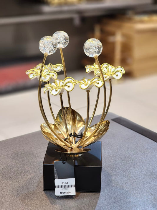 Elegant Golden Flower and Crystal Ball Showpiece