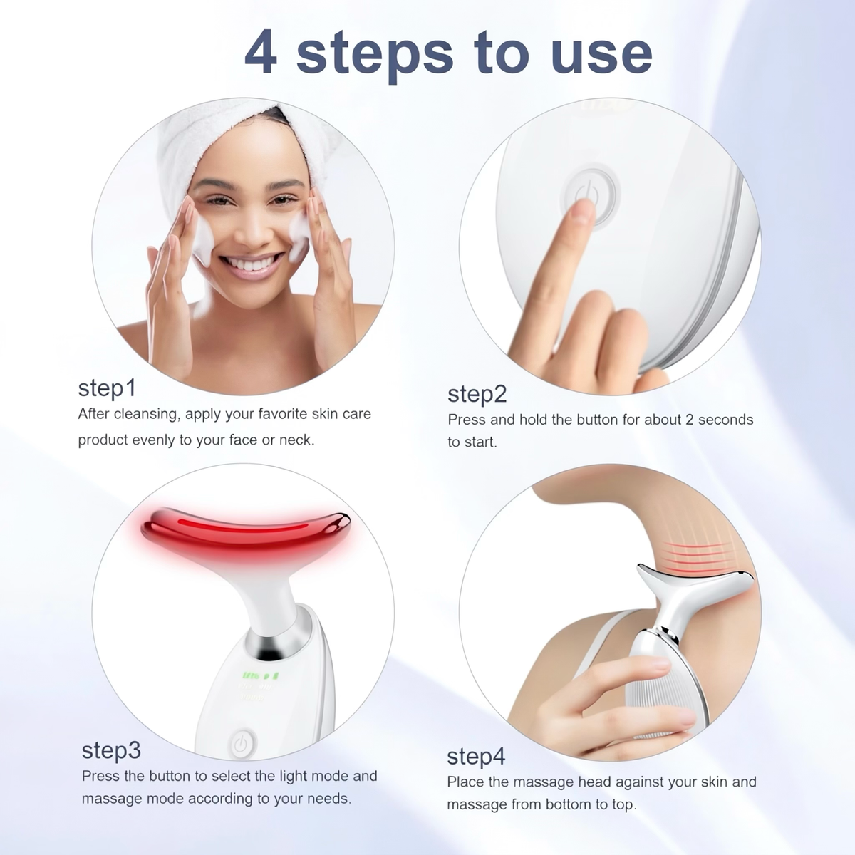 Electric LED Light Therapy Face and Neck Massager