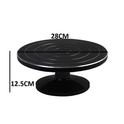 Professional Revolving Cake Turntable (28cm) - Black & Silver