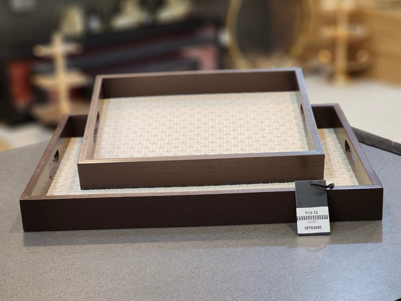 Elegant Woven Serving Tray Set