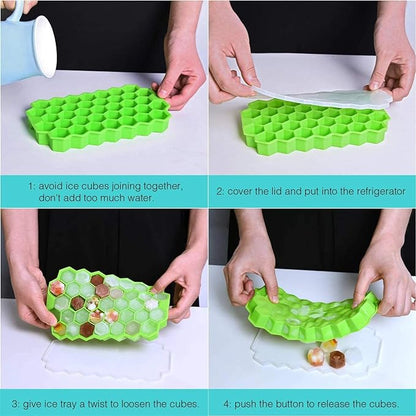 Honeycomb Silicone Ice Cube Trays with Removable Lids