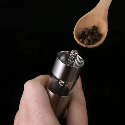 Portable One-Handed Stainless Steel Pepper Grinder