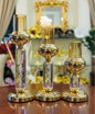 Luxurious Gold & Crystal Hourglass-Style Candlestick Set (3 Piece)
