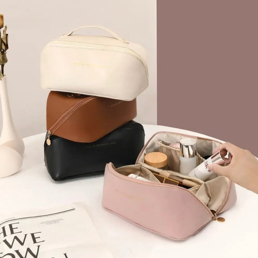 Large Capacity Leather Makeup & Travel Organizer