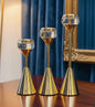 Modern Gold and Crystal Tapered Candle Holders Set (3 Piece)