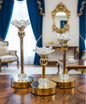 Regal Lotus Crystal and Gold Tapered Candle Holders Set (3 Piece)