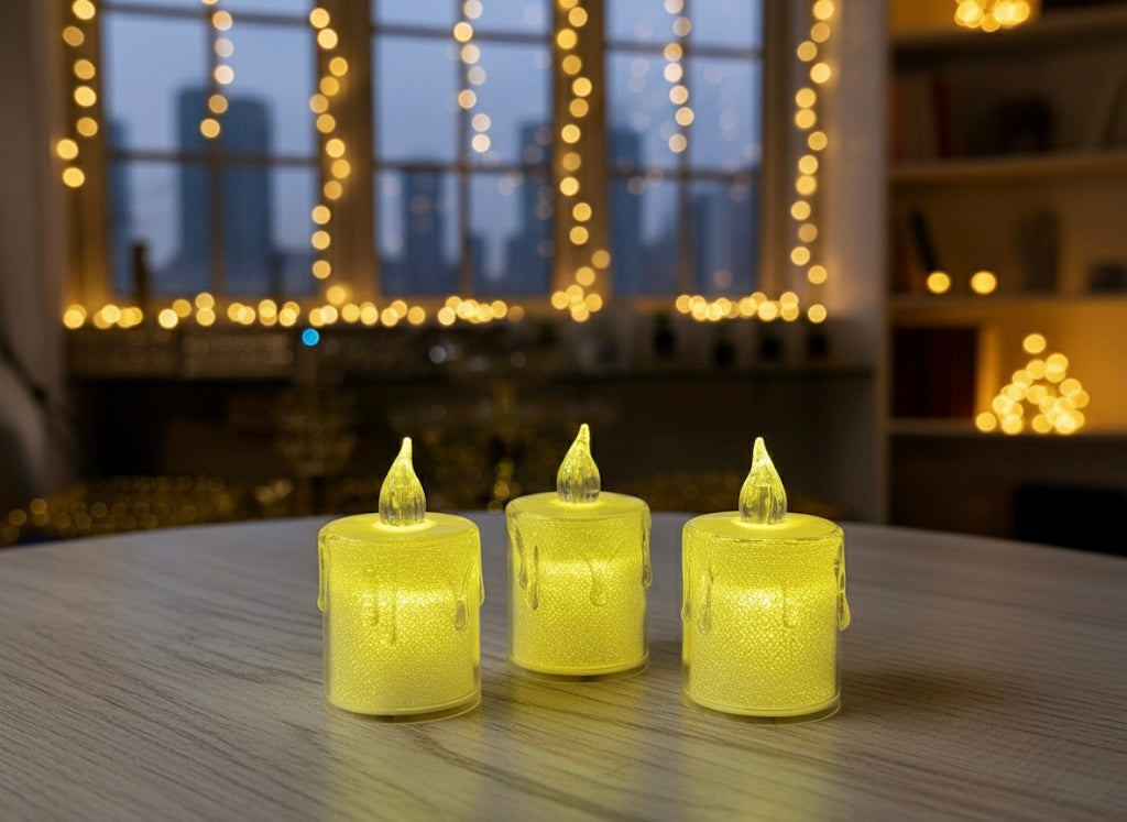 LED Flickering Flameless Votive Candles with Dripping Wax Effect (Small) (3 Piece)