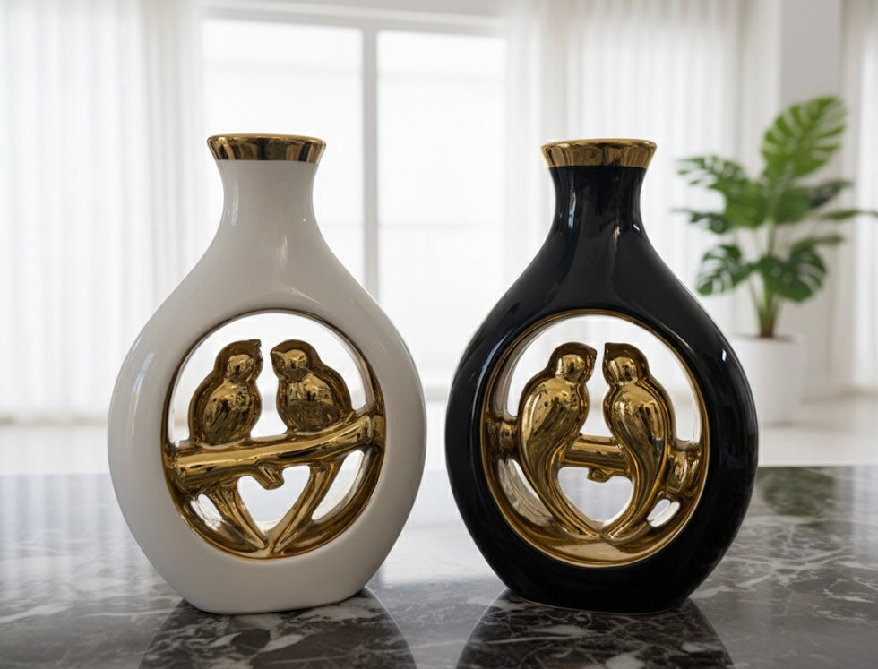 Luxury Duet Bird Sculpture Vases