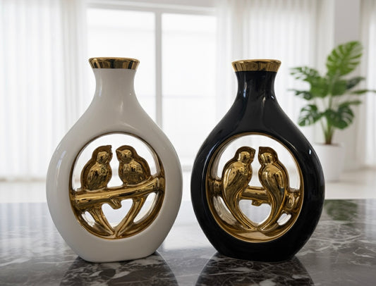 Luxury Duet Bird Sculpture Vases