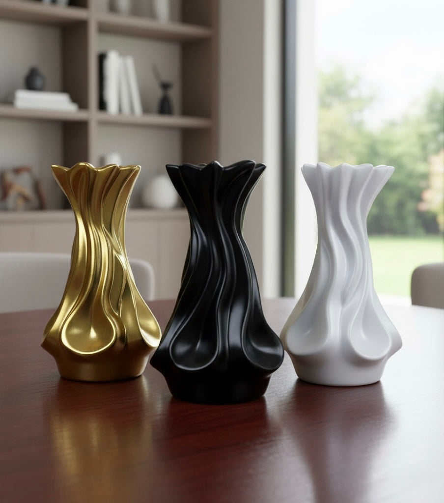 Elegant Wave Design Sculptural Vase