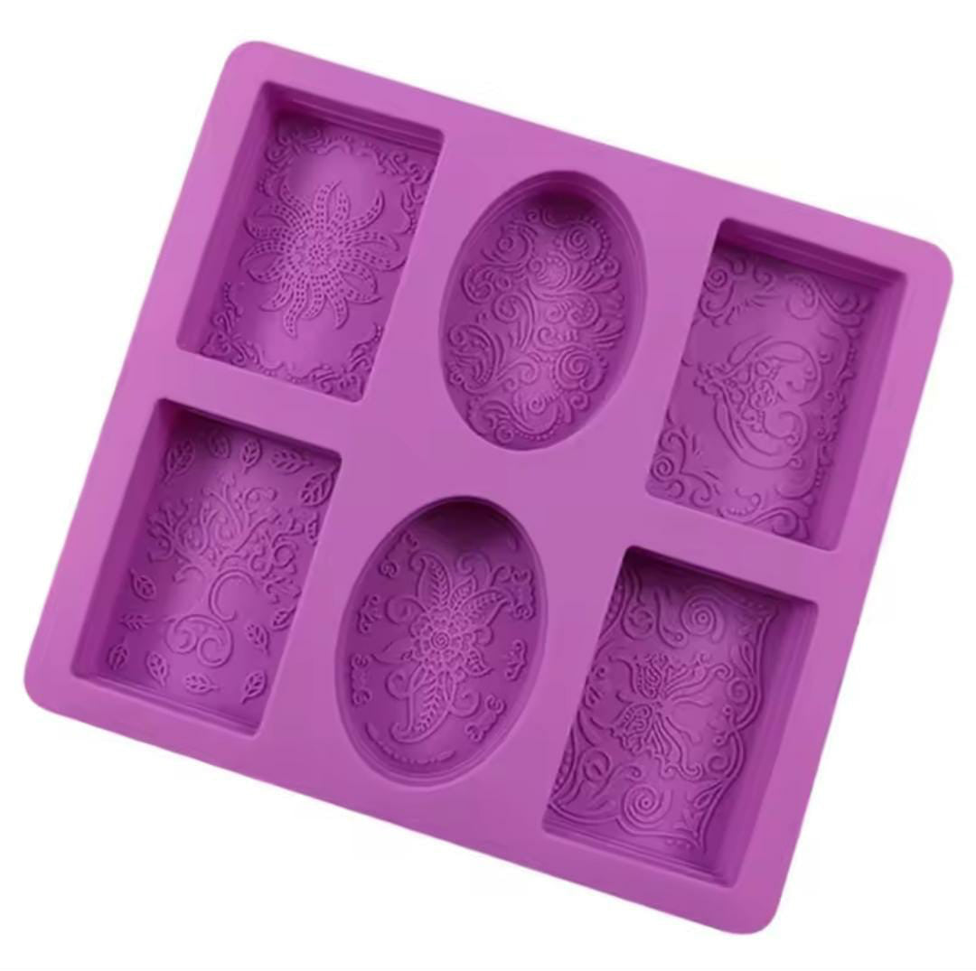 6-Cavity Floral Pattern Silicone Soap & Craft Mold