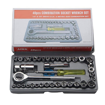40-Piece Combination Socket Wrench and Tool Set
