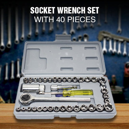 40-Piece Combination Socket Wrench and Tool Set